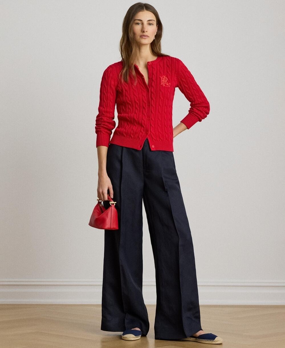 Lauren Ralph Lauren Women's Twill Wide-Leg Pants Navy Size 12 4025